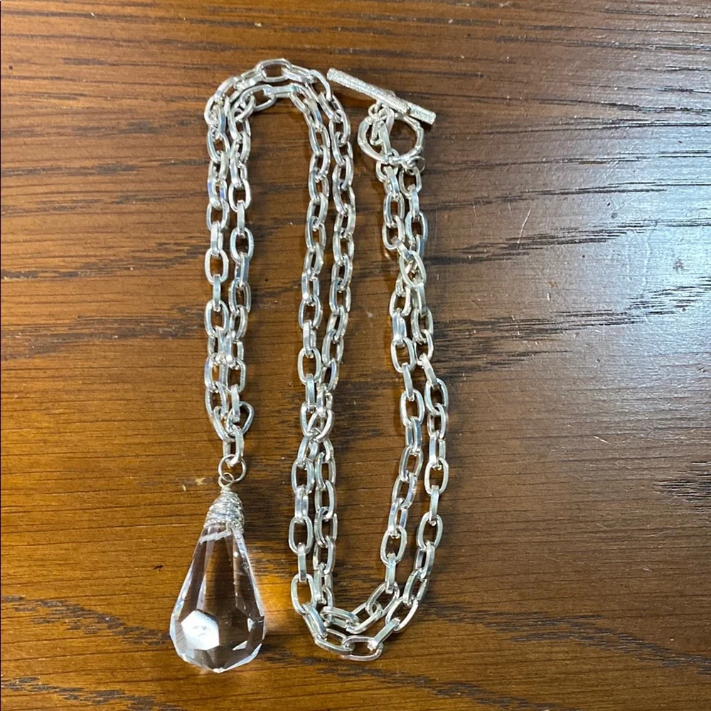 5 for $15 Silver Necklace with Crystal Glass Pendant - Picture 4 of 4